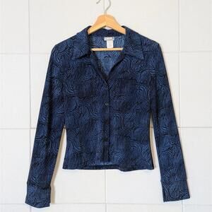 Vintage y2k Rave metallic swirl stretchy button front top